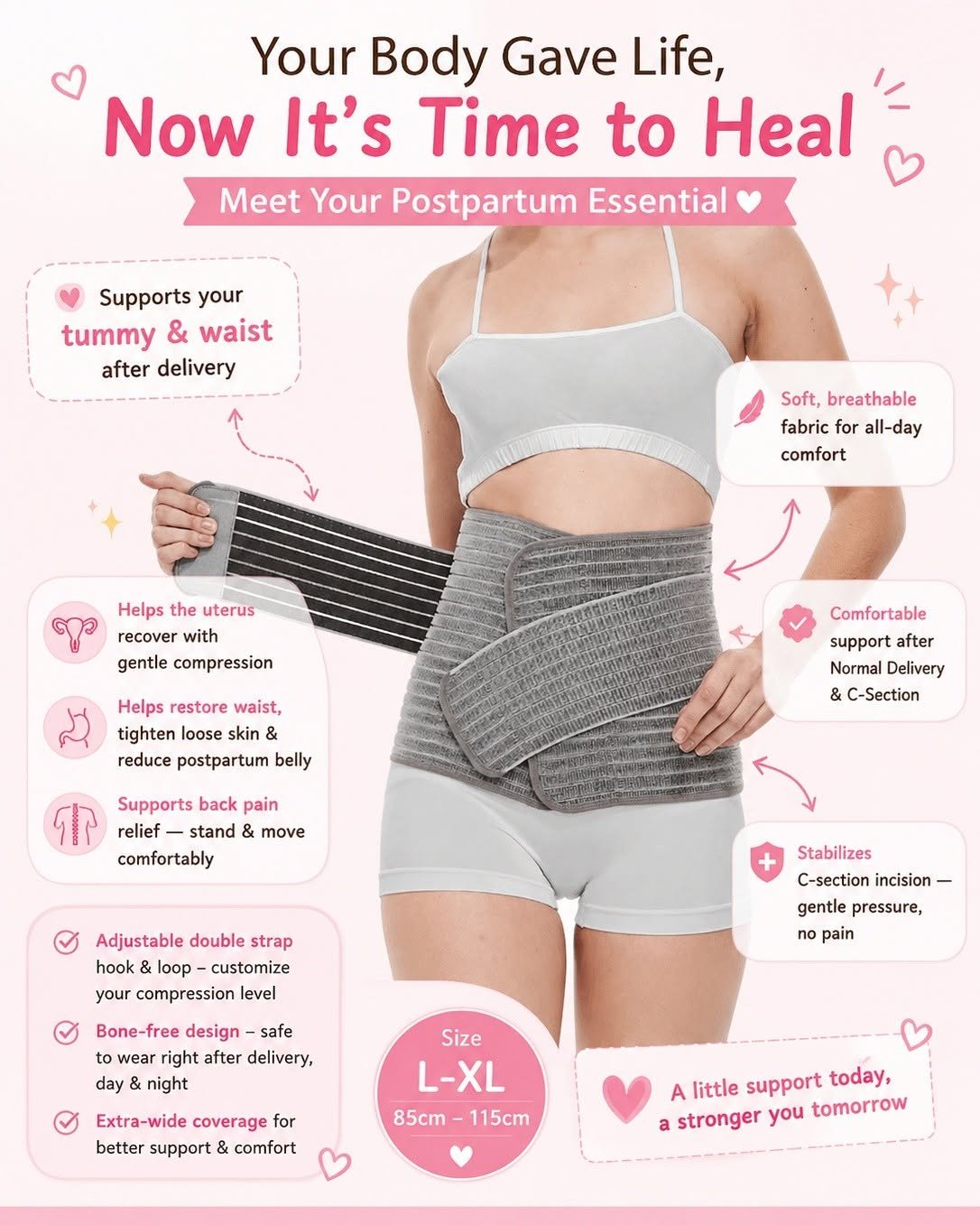 Adjustable Postpartum Recovery Belly Band & Support Wrap