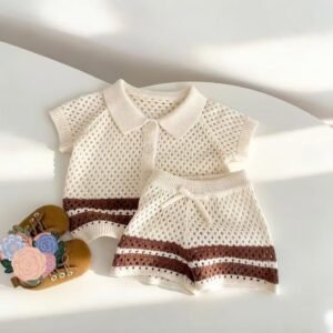 Vintage Crochet Knit Baby Two-Piece Set