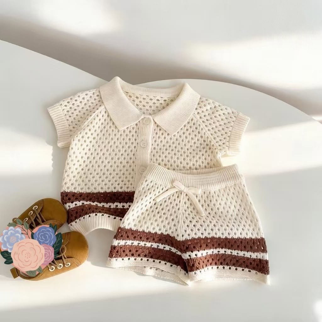 Vintage Crochet Knit Baby Two-Piece Set